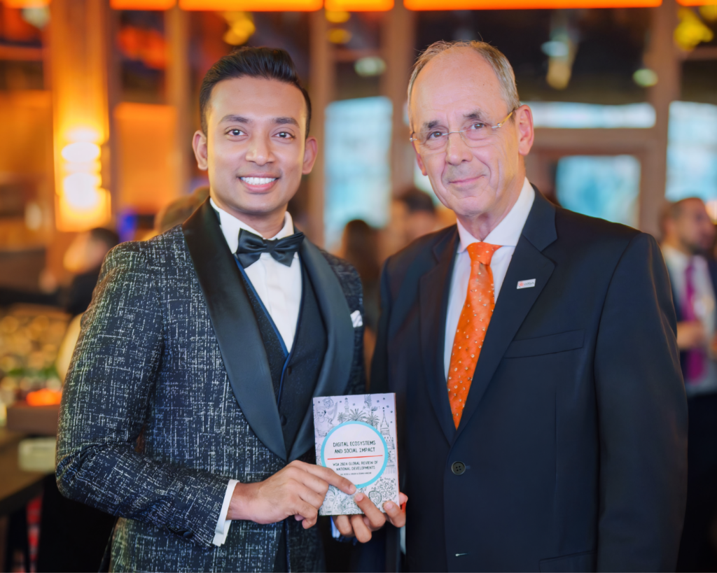 Sachi Wickramage & WSA Chairman Professor Peter Bruck at the Book Publication of Digital Ecosystems and Social Impact - WSA 2024 Global Review Of National Developments